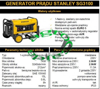 GENERATOR PRDU STANLEY SG3100