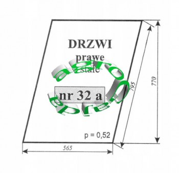 SZYBA DRZWI PRAWYCH STAYCH 565 mm / 795 mm NR-32