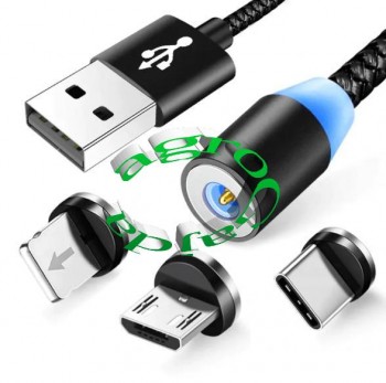 KABEL MAGNETYCZNY 3W1 MICRO-USB TYP-C USB-C 