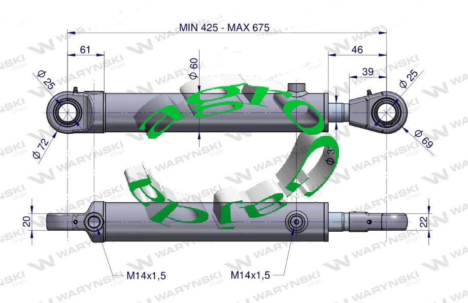 SIOWNIK HYDRAULICZNY Z UCHEM FI-25 mm 70118033 