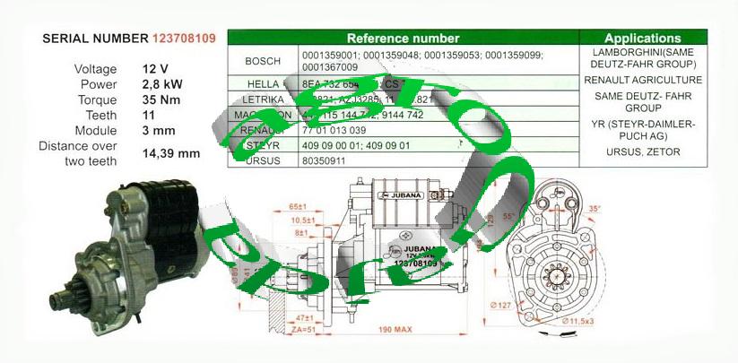 ROZRUSZNIK Z REDUKTOREM 12V ; 11-Z ; C-385/ ZETOR