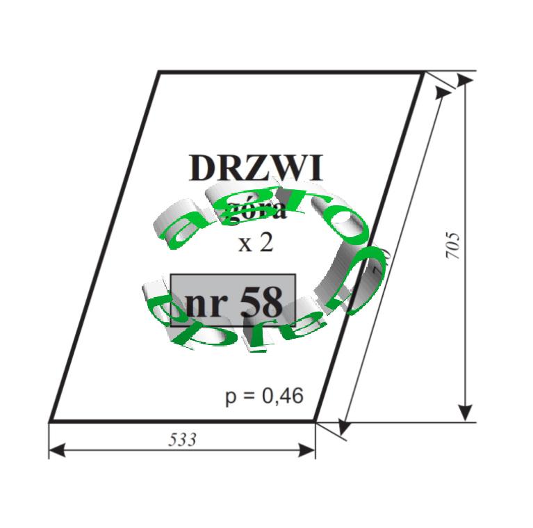 SZYBA DRZWI GRNA 533X740 mm URSUS C-360  NR-58