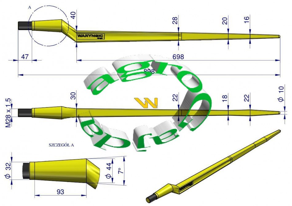 ZB ADOWACZA WYGITY 880 mm WARYSKI W1932-880W