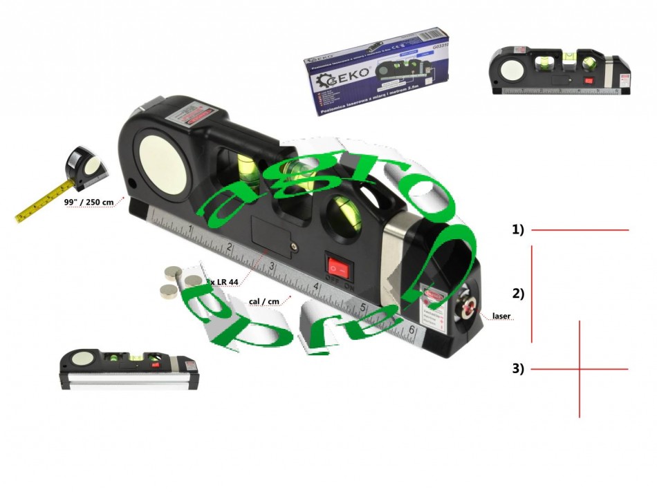 POZIOMICA LASEROWA Z MIAR I METREM 2,5M G03310