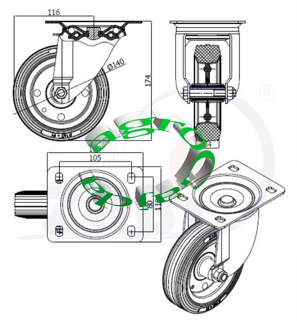 KOO METALOWO - GUMOWE FI - 140 mm - SKRTNE 