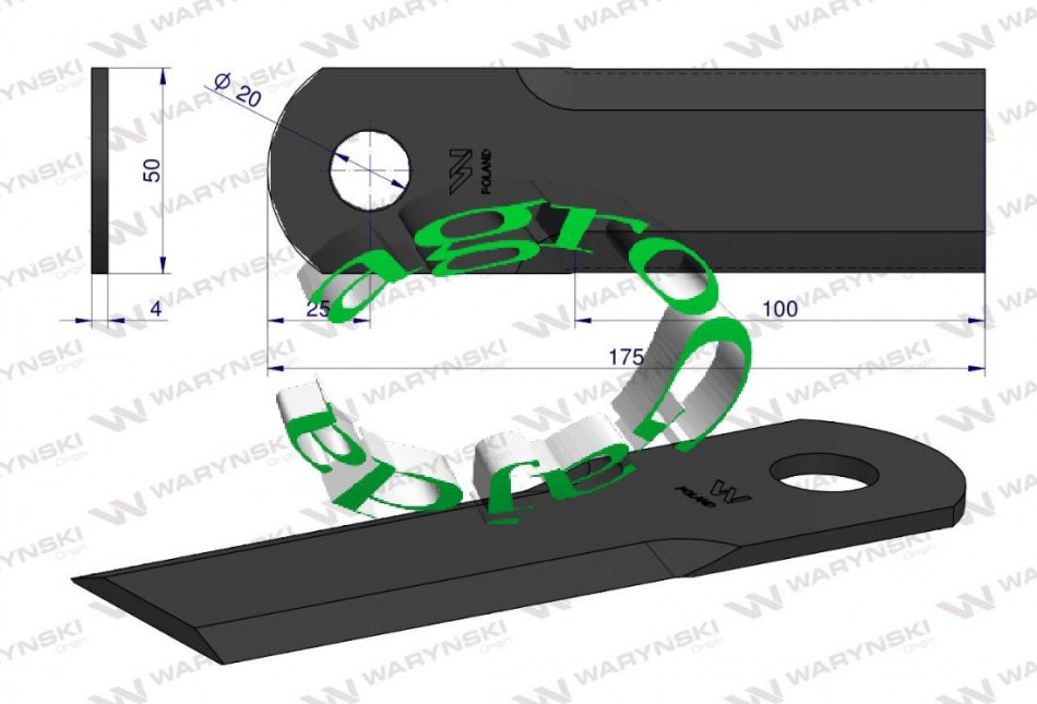 Nӯ SIECZKARNI GADKI 175X50X4 mm , OTWR 20,1 mm