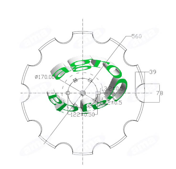 TALERZ ZBATY 560 mm , 6 OTWORW  0091002