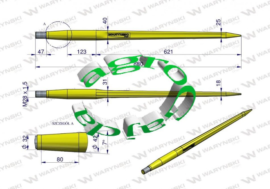 ZB ADOWACZA CIʯKI UNIWERSALNY 880 mm W9134-880P