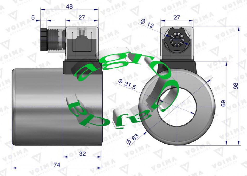 CEWKA DZIELNIKA ELEKTROZAWORU 24V V-CEW-24VDC-80